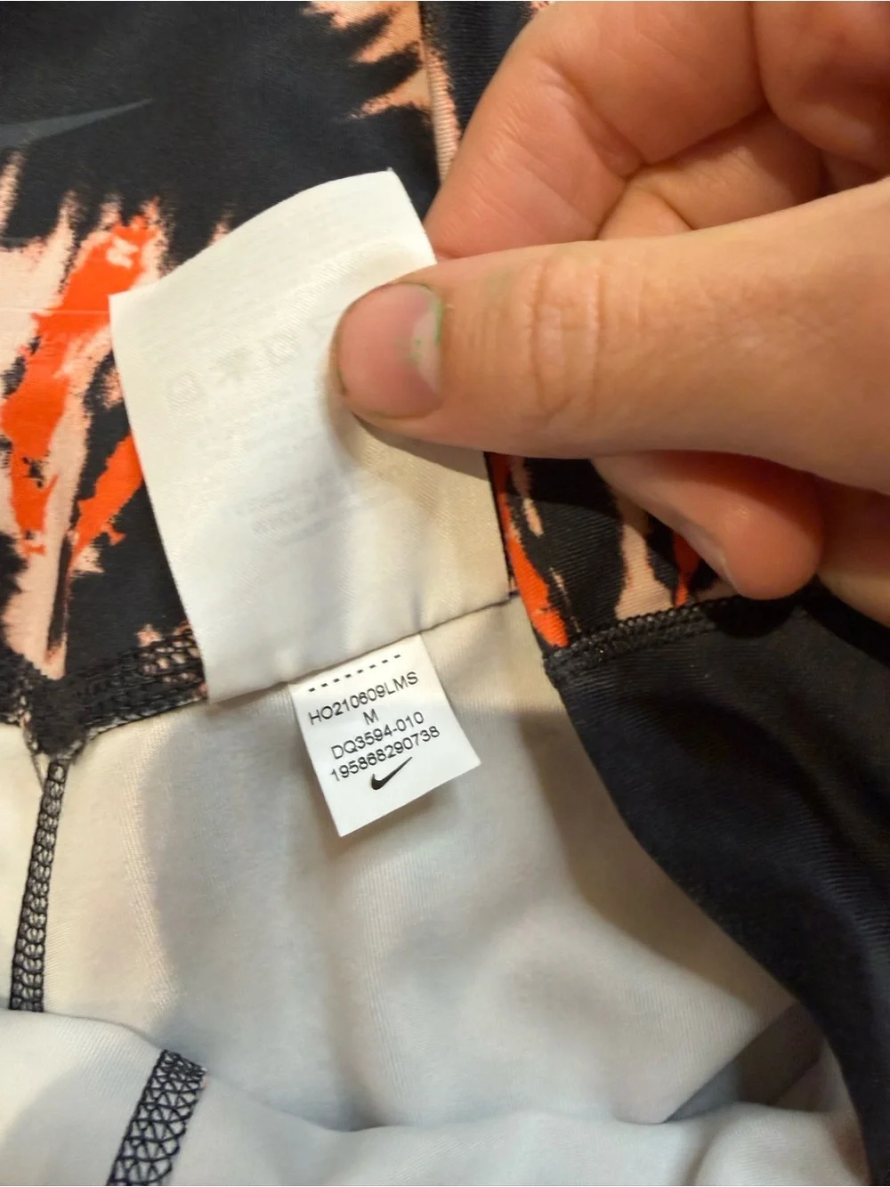 Nike High-Rise Sunburst Tie Dye Biker Shorts Black Orange Size Medium